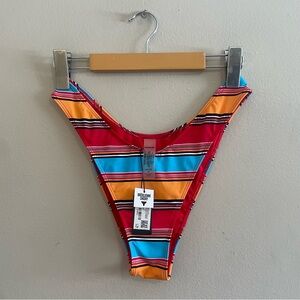 Garage Colorful Striped High Cut Cheeky Bikini Bottom – Size Medium NWT